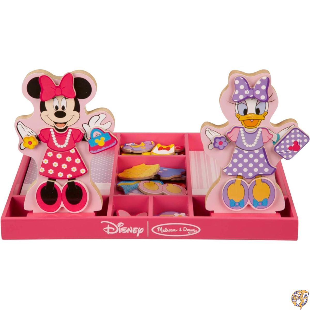 Melissa & Doug ディズニー ミニーマウスとデイジーダック マグネット式 ドレスアップ木製人形 ごっこ遊びセット ()