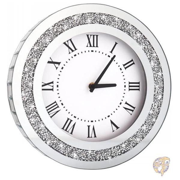 ウォールクロック シルバーラウンドミラー 30cmクリスタルスクラッシュダイヤモンド 壁掛け時計 30YUAN ZHONG 01 10,864円