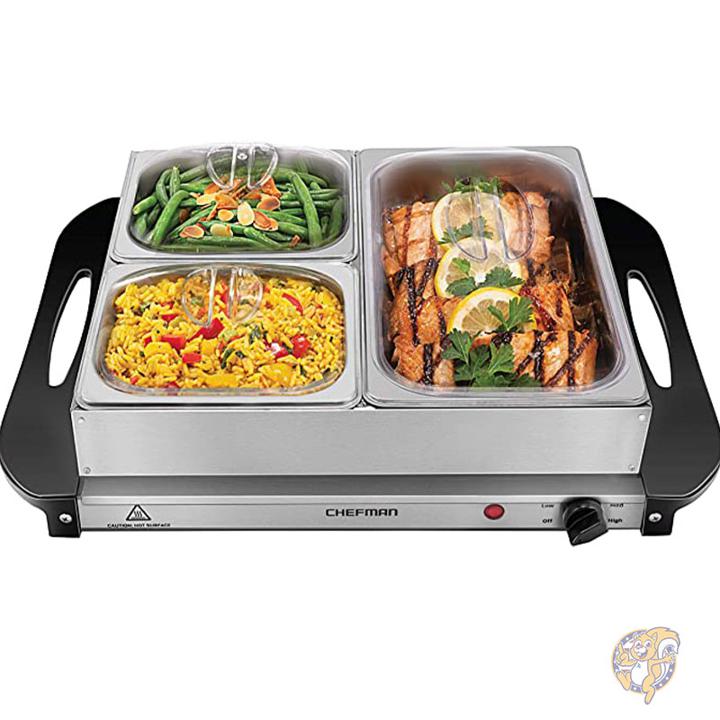 【クーポン配信中】Chefman ビュッフェサーバー キッチン用品 ビュッフェウォーマー サーバー Electric Buffet Server + Warming Tray　ホットプレート