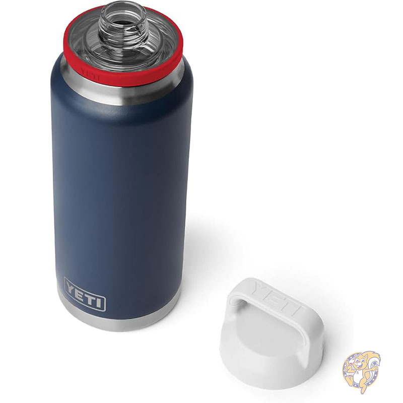 YETI イエティ ランブラー 36オンス 1.06ml ウォーターボトル 真空断熱 漏れ防止 ステンレススチール チャグキャップ付き ネイビー/レスキューレッド/ホワイト