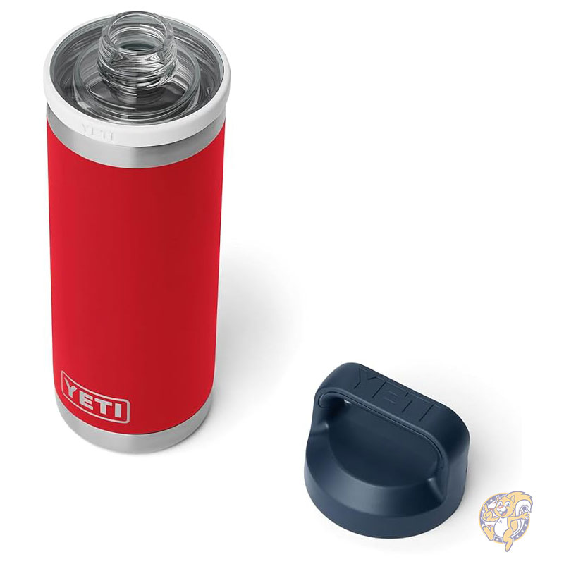 YETI イエティ ランブラー 18オンス 532ml ウォーターボトル 真空断熱 漏れ防止 ステンレススチール チャグキャップ付き レスキューレッド