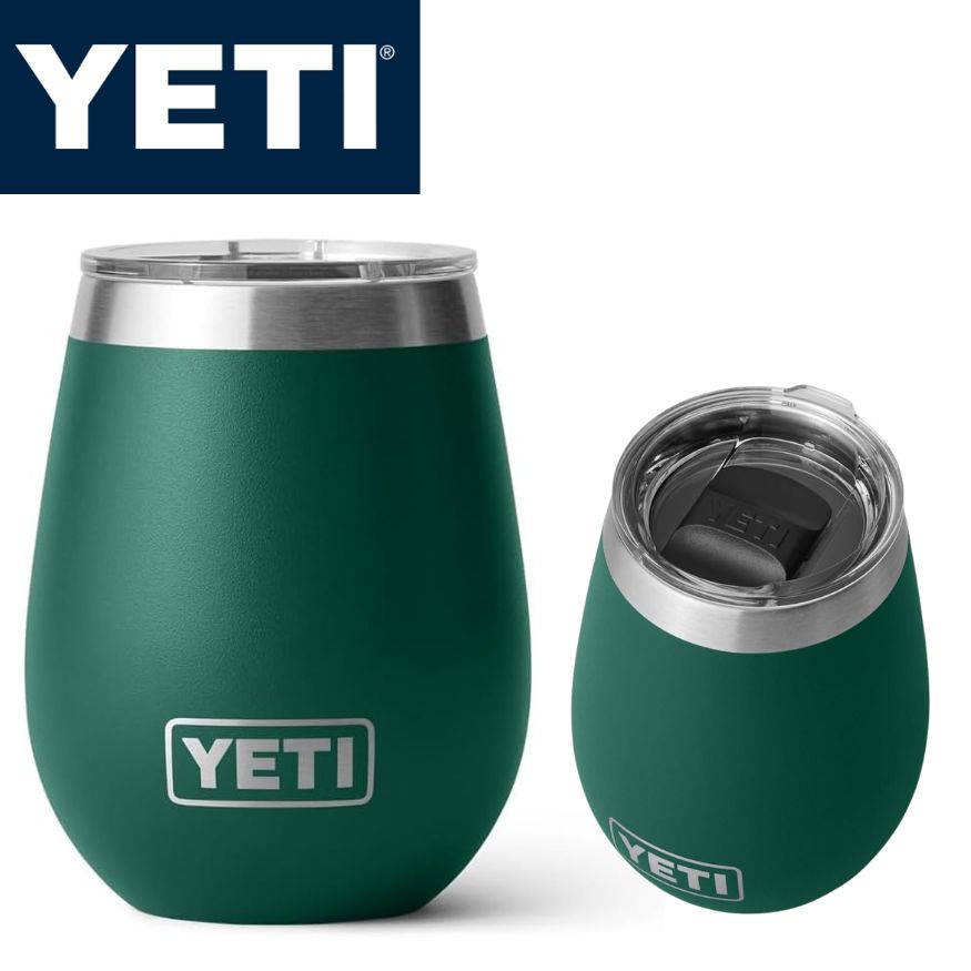【クーポン配信中】YETI ランブラー 10oz ワインタンブラー マグスライダー蓋付き 真空断熱 ステンレス製 ブラックフォレストグリーン 【保温・保冷・食洗機対応】Black Forest Green イエティ BPAフリー ワインカップ