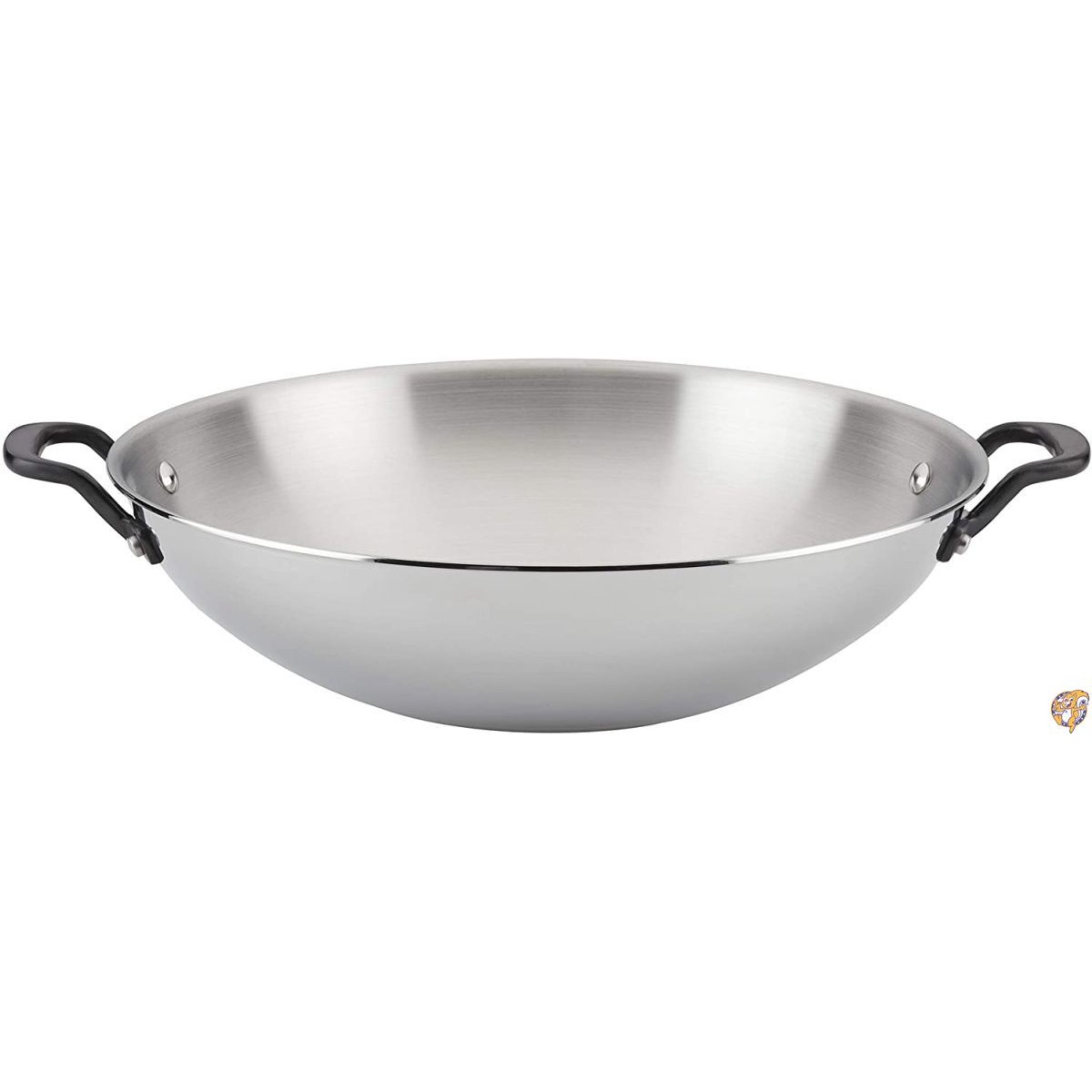 【最大777円クーポン配信】KitchenAid 5層クラッド光沢ステンレススチール 炒め物/中華鍋 15インチ 送料無料