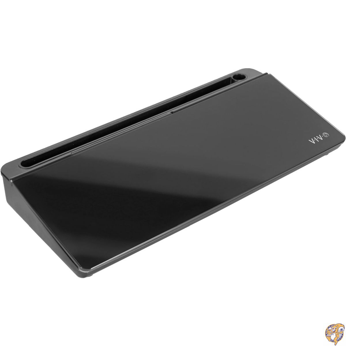 VIVO ガラス 16 x 7インチ ホワイトボード 収納付き デスクトップ ホワイトボードオーガナイザー 隠しコンパートメントとデバイススロット付き ブラック DESK-WB16B