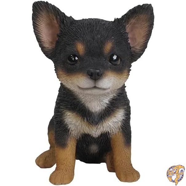 【クーポン配信中】Hi-Line Gift Ltd. チワワ子犬像 庭に ブラック 87771-W