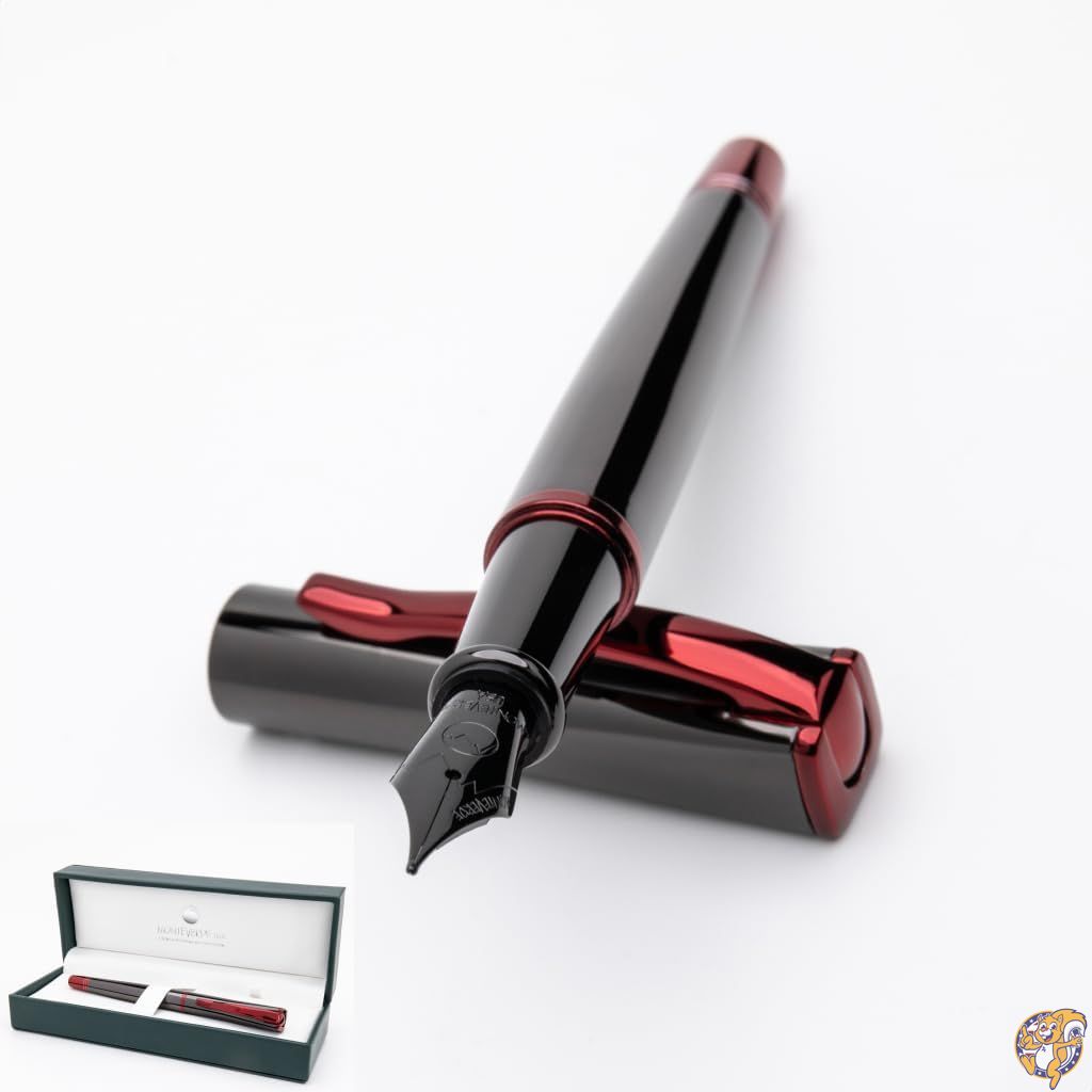 【クーポン配信中】(モンテベルデ) Monteverde インプレッサ、万年筆、ガンメタル・レッドの縁取り、ペン先・M(中字) (並行輸入)