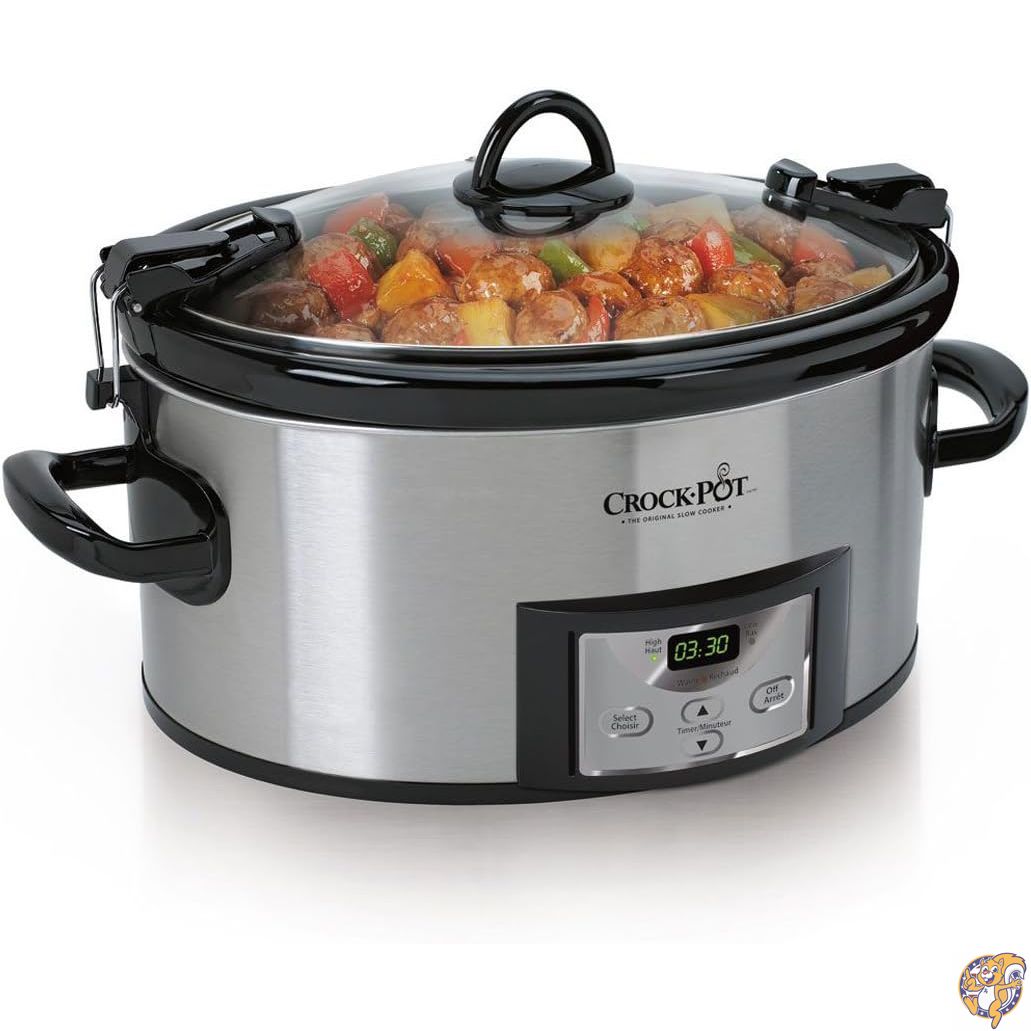 【最大777円クーポン配信】Crock-Pot 6クォート クック&キャリー プログラム可能なスロークッカー デジタルタイマー付き ステンレススチール (CPSCVC60LL-S) 1個パック