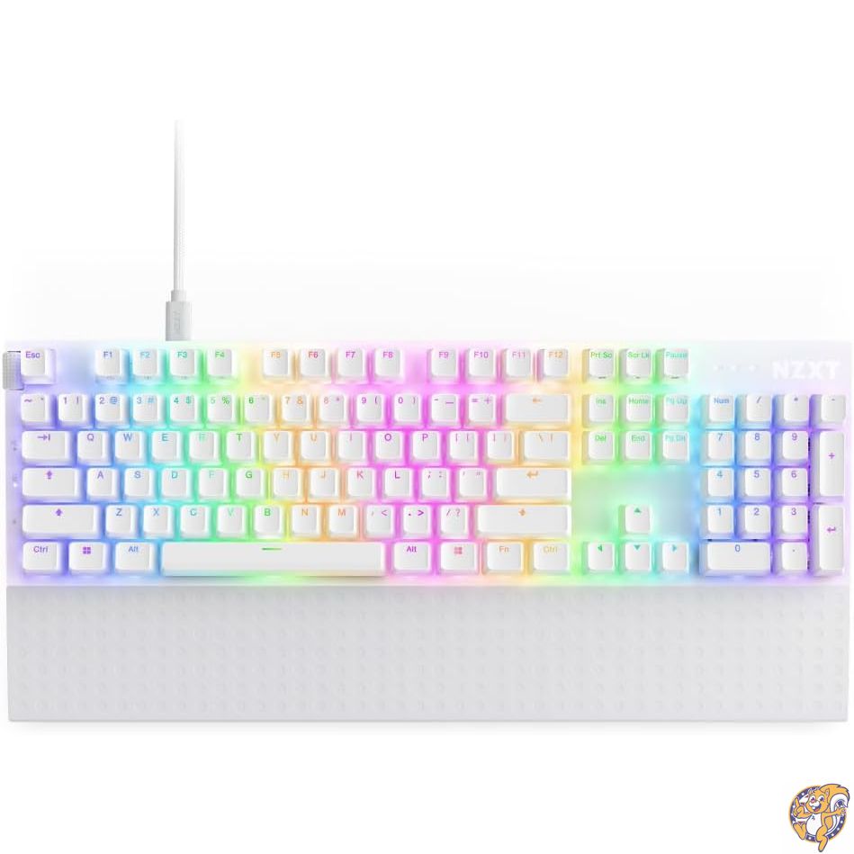 【最大777円クーポン配信】NZXT Function 2 MiniTKL White RGB LED搭載 8Kポーリングレート対応 光学リニアスイッチ型 テンキーレス 英語配列 有線接続 ゲーミングキーボード ホワイト KB-002NW-US KB0768