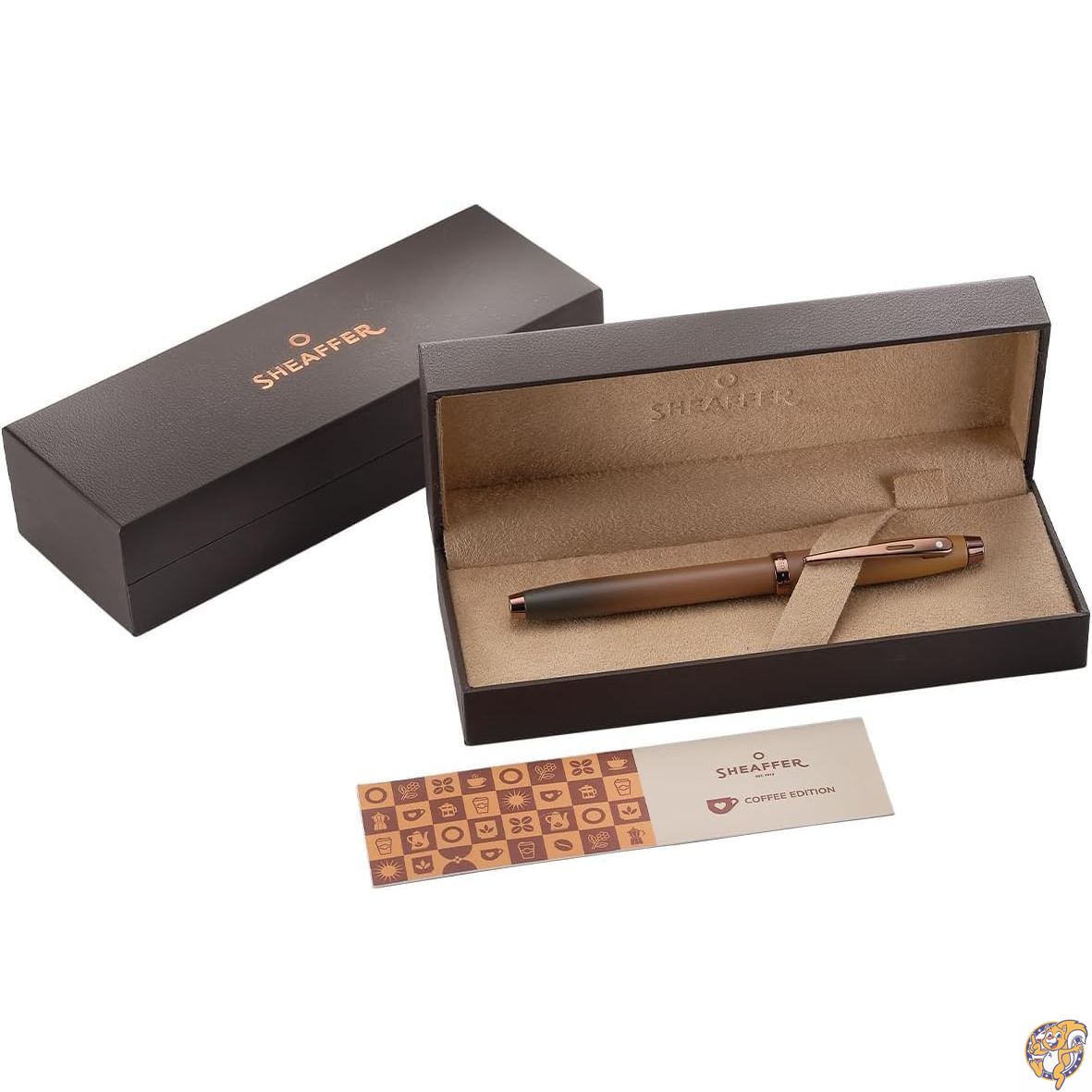 【クーポン配信中】Sheaffer 100 9374 コーヒーエディション マットブラウン 万年筆 リーガルブラウンPVDシグネチャーミッドバンドとホワイトドットオブエクセレンス - 細字