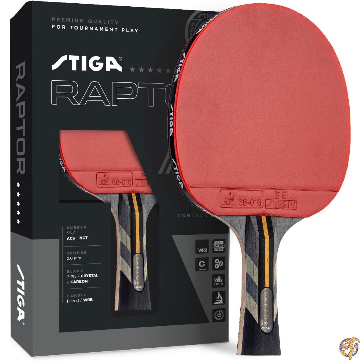 STIGA ラプター 卓球ラケット トーナメントレベル 卓球パドル ITTF承認ゴム