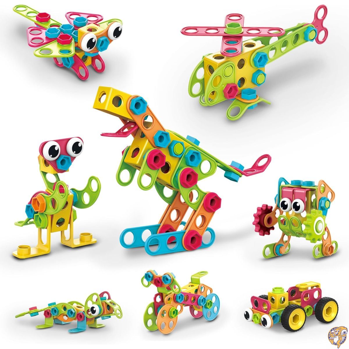 【クーポン配信中】PicassoTiles STEM 学習 玩具 250ピース 組み立てブロックセット 子ども 構造 エンジニアリング キット オモチャ ブロック 初期教育 プレイセット アイディアブック、電動ドリル、クリック式ラチェット、年齢 PTN 250 マルチカラー