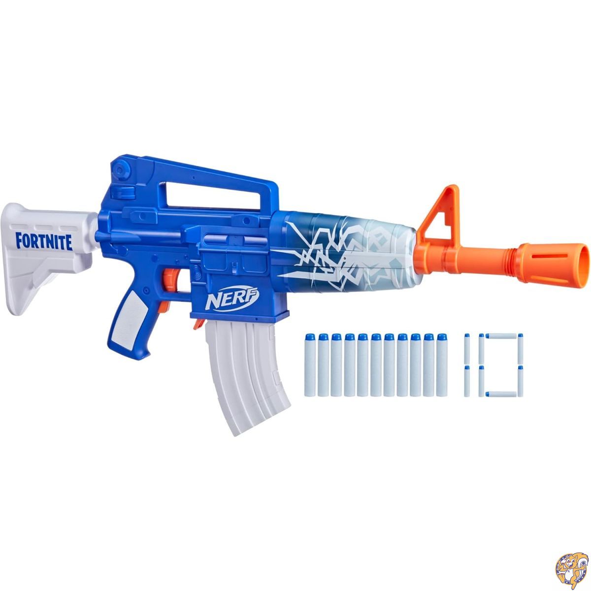 【百貨店大売り出し!クーポン券配達中】Nerf Fortnite ブルーショックブラスター、ダーツゼムクリップ10個、エリートナーフダーツ10個、力くらべで音楽的リズムさあ美を取り消すする賞与金吊りひも付き添い人 電動ダーツブラスター