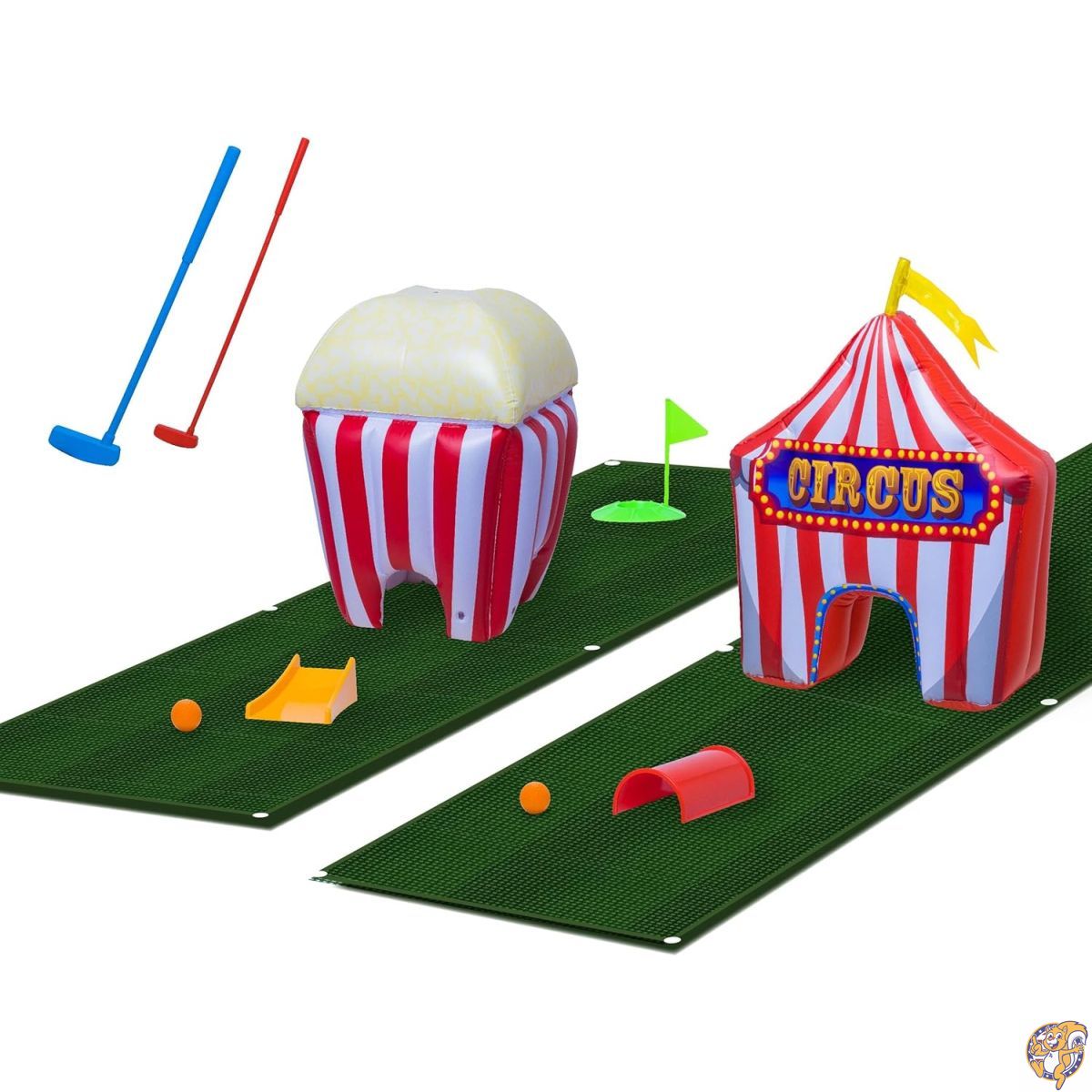 【クーポン配信中】FunPark ミニゴルフセット 空気注入式 アウトドア 幼児用おもちゃ 13個 調節可能なクラブ ゴルフボール グリーンマット パッティングカップ 障害物 屋内 屋外 キッズゴルフセット 男の子と女の子のための子供用ゴルフおもちゃ｜アメリカグッドバイブス