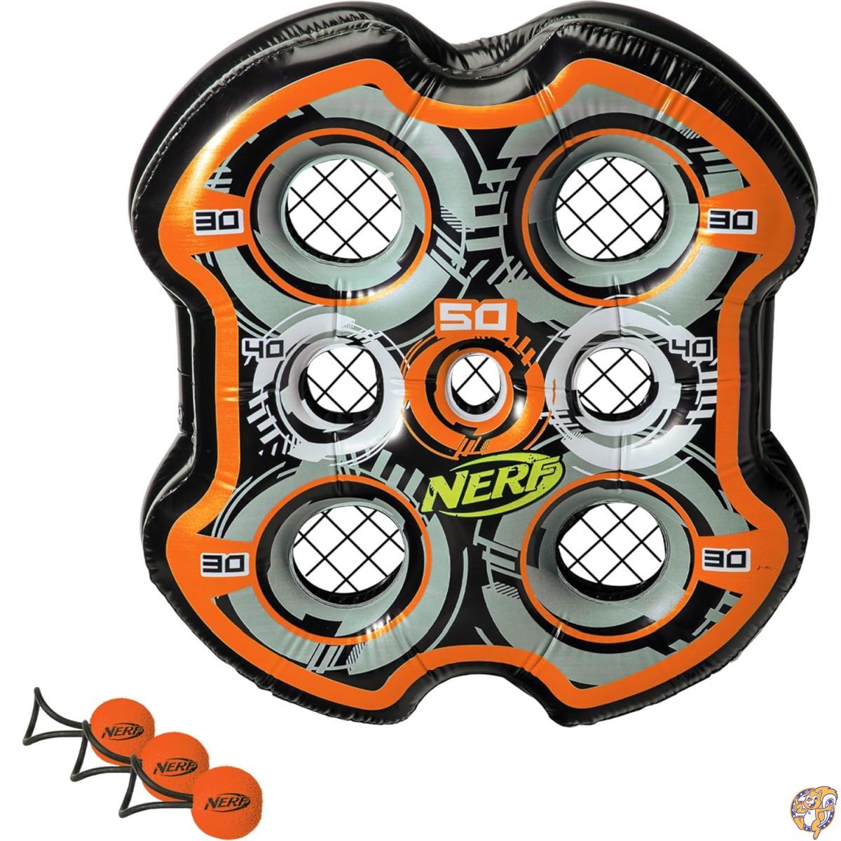 【25日最大4000円クーポン】NERF Slingshot Shooting Target - Fling n' Score Inflatable Foam Ball Game Over The Door for Kids 24"｜アメリカグッドバイブス