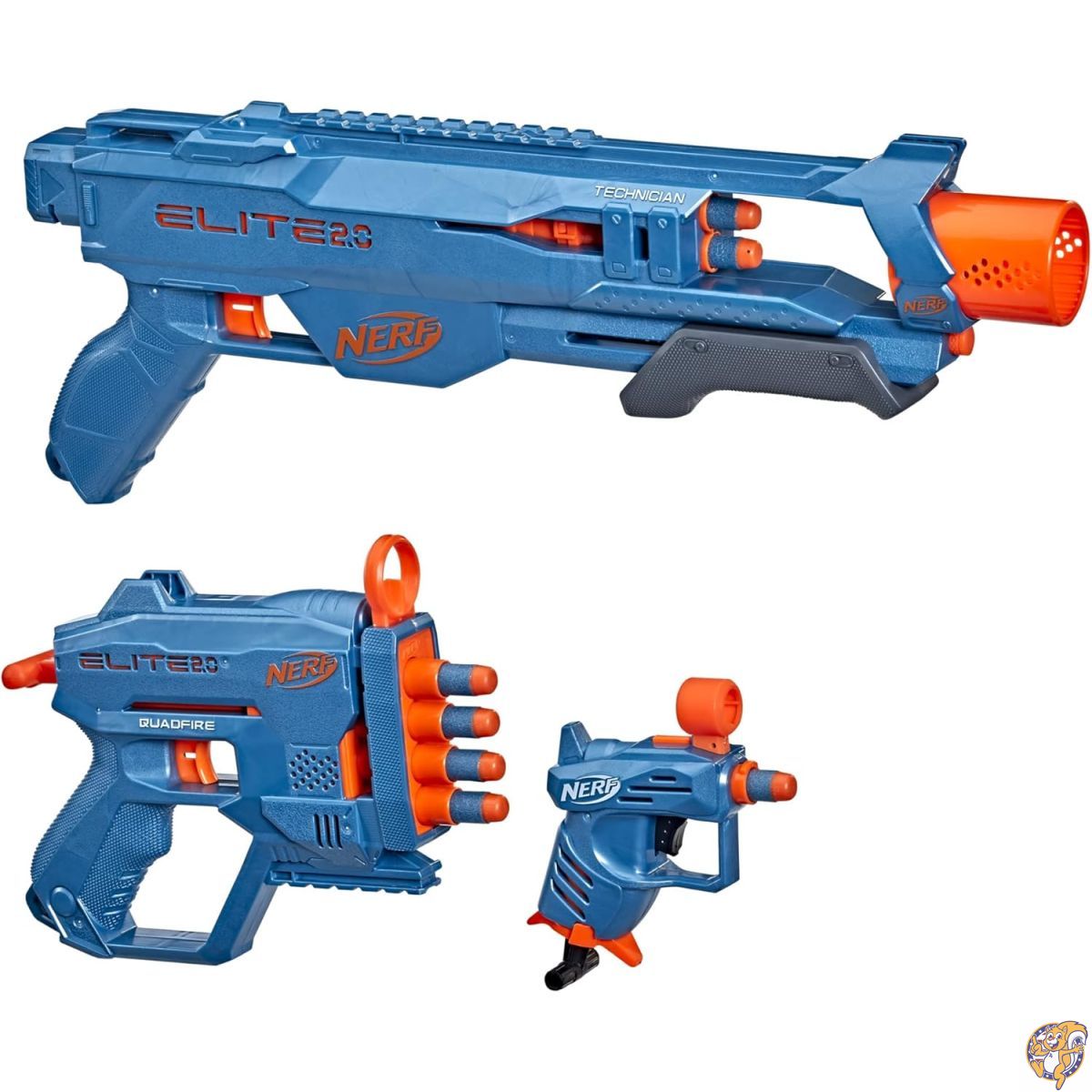 【クーポン配信中】NERF Elite 2.0 ロードアウト 3-ブラスターパック - テクニシャンDS-2、Quadfire QS-4、Ace SD-1ブラスター&エリートダーツ14本(マルチカラー)。｜アメリカグッドバイブス