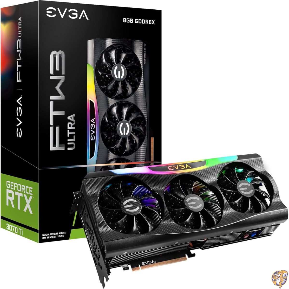 EVGA GeForce RTX 3070 Ti FTW3 ウルトラゲーミング 08G-P5-3797-KL 8GB GDDR6X iCX3科学技術 ARGB LED 金属元素うしろ側一皿 (取りつくろう)