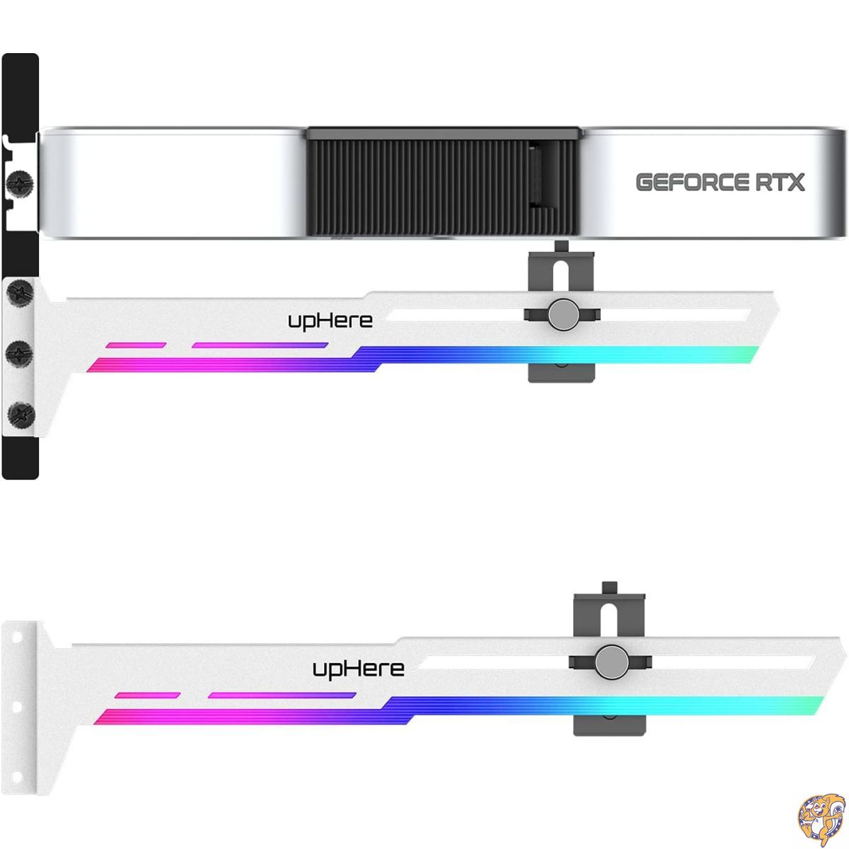 【百貨店大売り出し!クーポン券配達中】upHere 5V アドレッサブルRGB ホワイトグラフィックカード GPUブレースサポート 録画媒体歌留多 サグホルダー 内蔵5V ARGBストリップショー 長さと高さの合わせる能力のある G276WTARGB