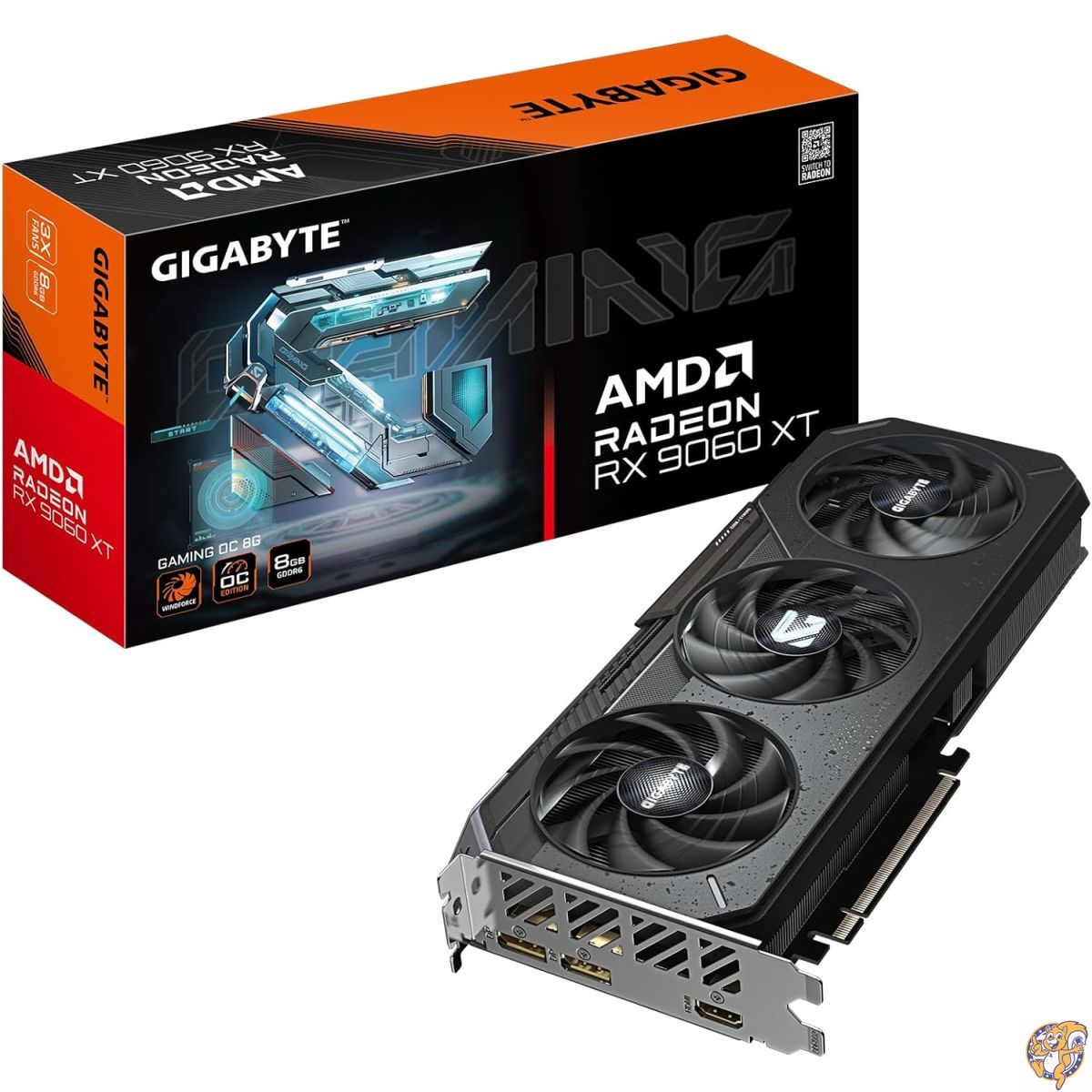 GIGABYTE Radeon RX 9060 XT Gaming OC 8G グラフィクス歌留多、PCIe 5.0、8GB GDDR6、GV-R9060XTGAMING OC-8GD 映像媒体歌留多。