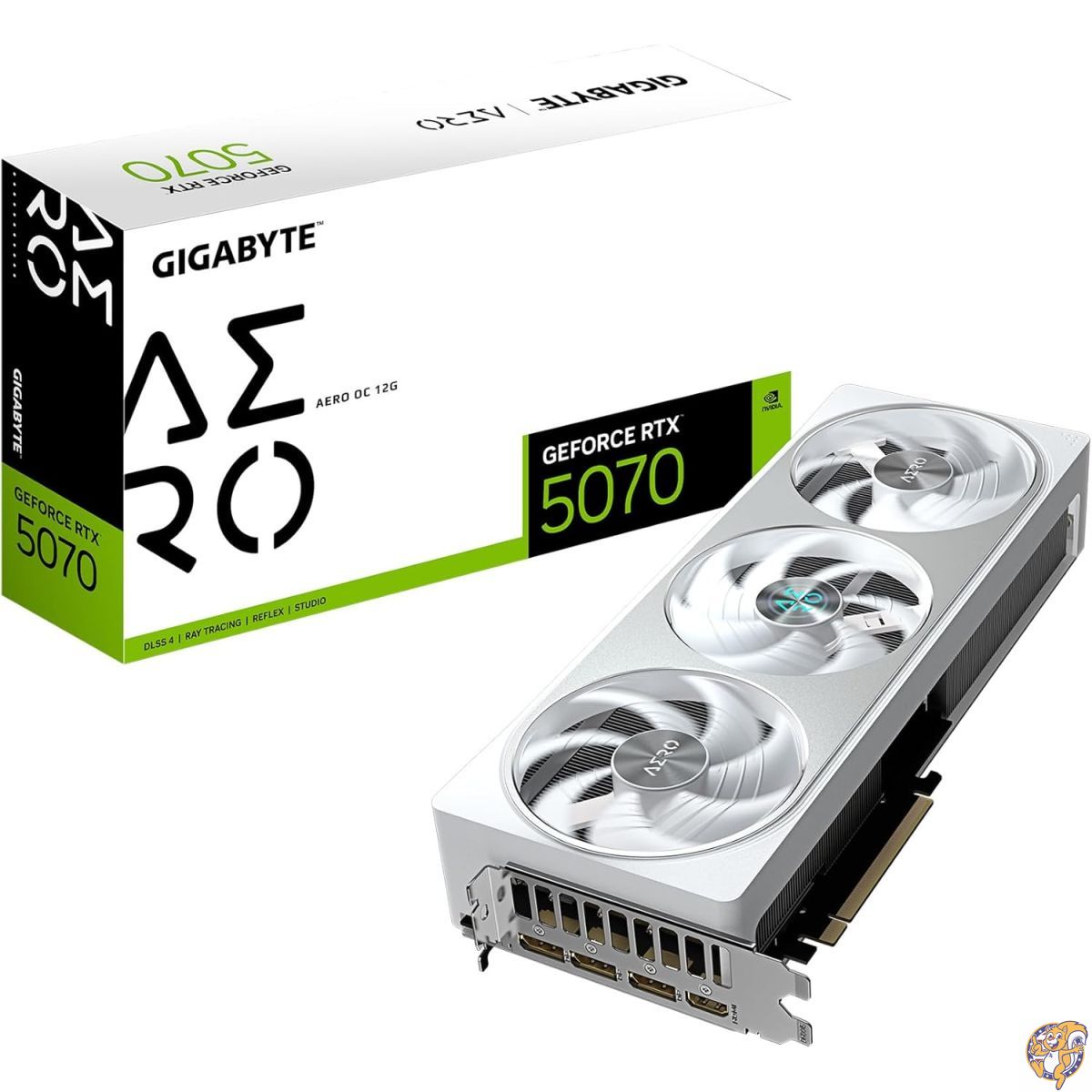 【クーポン配信中】GIGABYTE GeForce RTX 5070 AERO OC 12G グラフィックスカード、12GB 192ビットGDDR7、PCIe 5.0、WINDFORCE冷却システム、GV-N5070AERO OC-12GD ビデオカード。