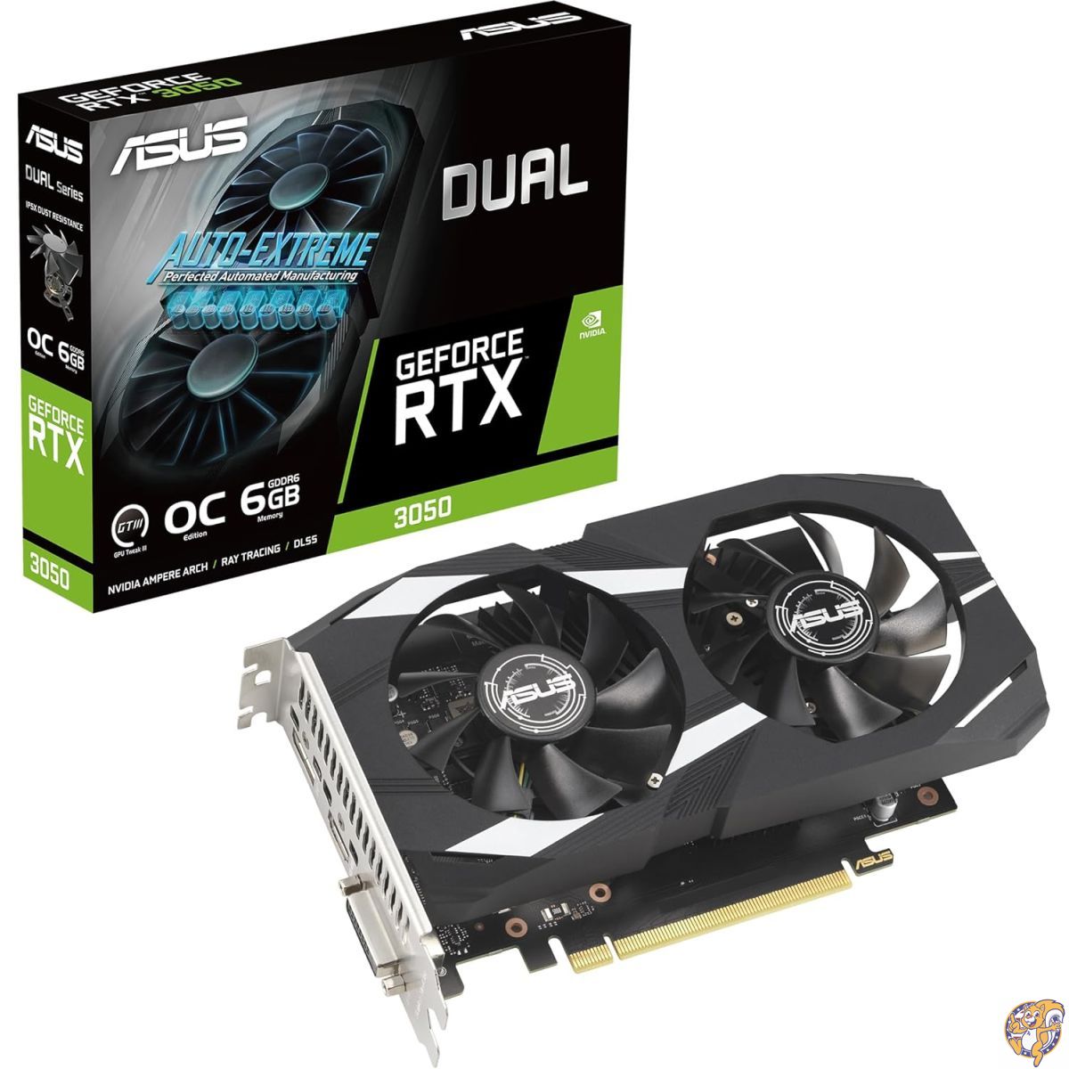 【百貨店大売り出し!引き換え証送達中】ASUS Dual NVIDIA GeForce RTX 3050 6GB OC～版 ゲーミンググラフィックスカード - PCIe 4.0 GDDR6記憶装置 HDMI 2.1 DisplayPort 1.4a 2拡張スロットひな形 Axial-tech 気違いひな形 0dB科学技術 スチール写真鉤括弧