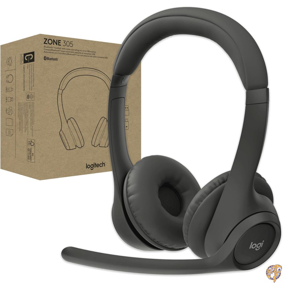 ロジクール Logitech Zone 305 ビジネス向けワイヤレスBluetoothヘッドセット マイク付き Microsoft Teams認定 ネイティブBluetooth接続 Windows, Mac, Chrome, Linux, iOS, iPadOS, Android対応