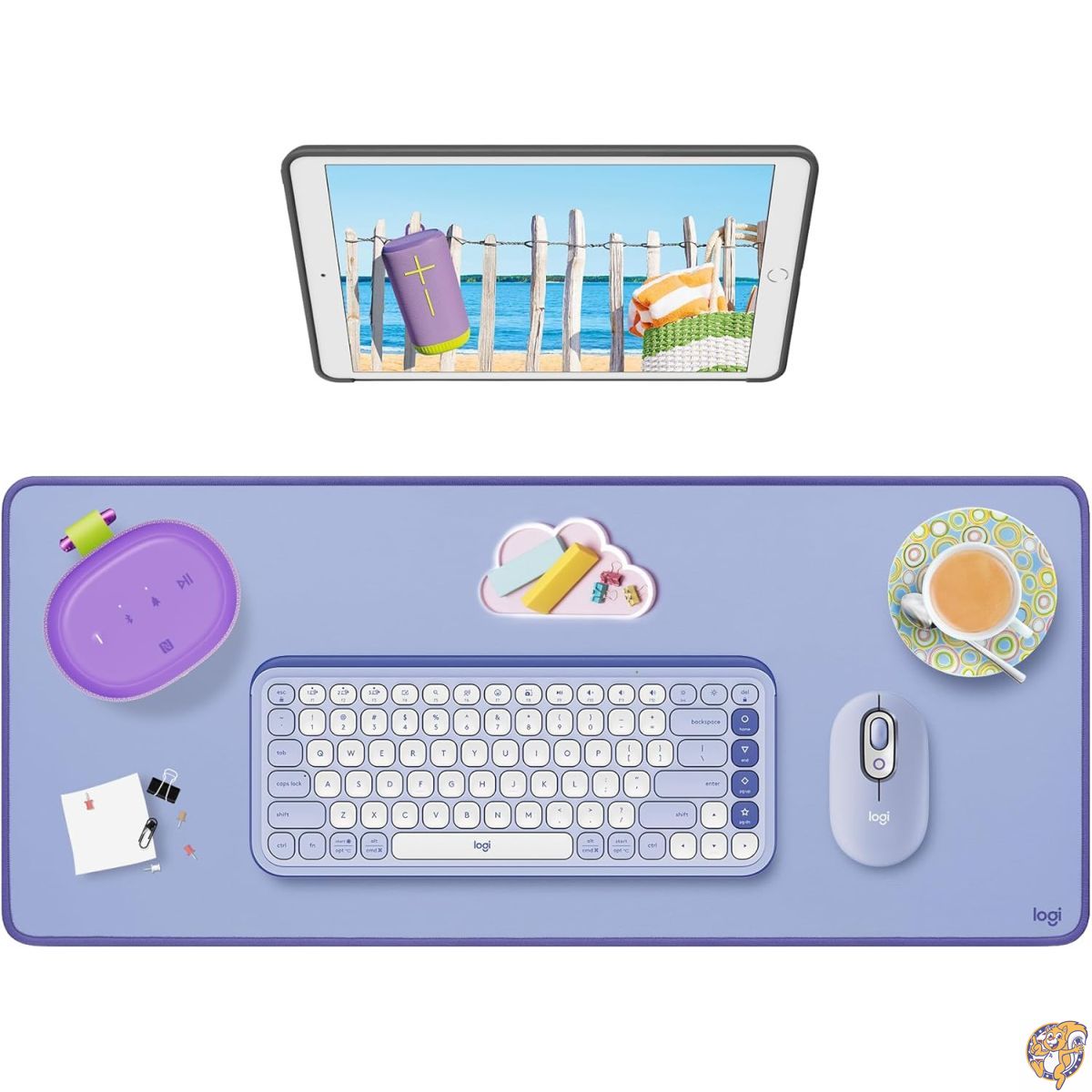 【百貨店大売り出し!引き換え証送達中】Logitech (ロジクール) 事務机引っ敷き - 制作室続きもの 多役立つこと大型事務机パッド 取りひろげる二十日鼠パッド オフィスデスクプロテクター 上滑り打ちきり軍事基地 こぼれ押しとどめる 耐久性心積もり 紫はしどい