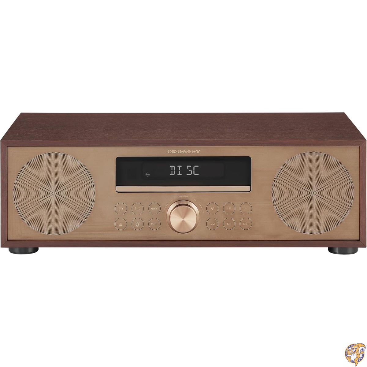 Crosley CR3501A-MA Fleetwood レトロ目覚まし時計 FMラジオ＆CDプレーヤー ステレオBluetoothスピーカー内蔵（マホガニー）