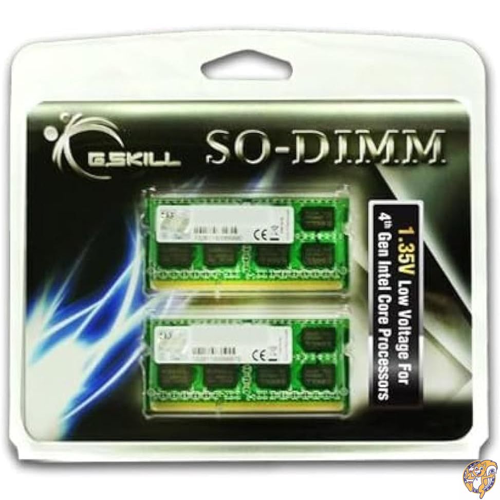 【最大777円クーポン配信】G.SKILL8ギガバイト（2×4 GB）1600 SO-DIMM DDR3L（PC3L12800）ノートパソコンのメモリモデルF3-1600C9D-8GSL204ピンDDR3