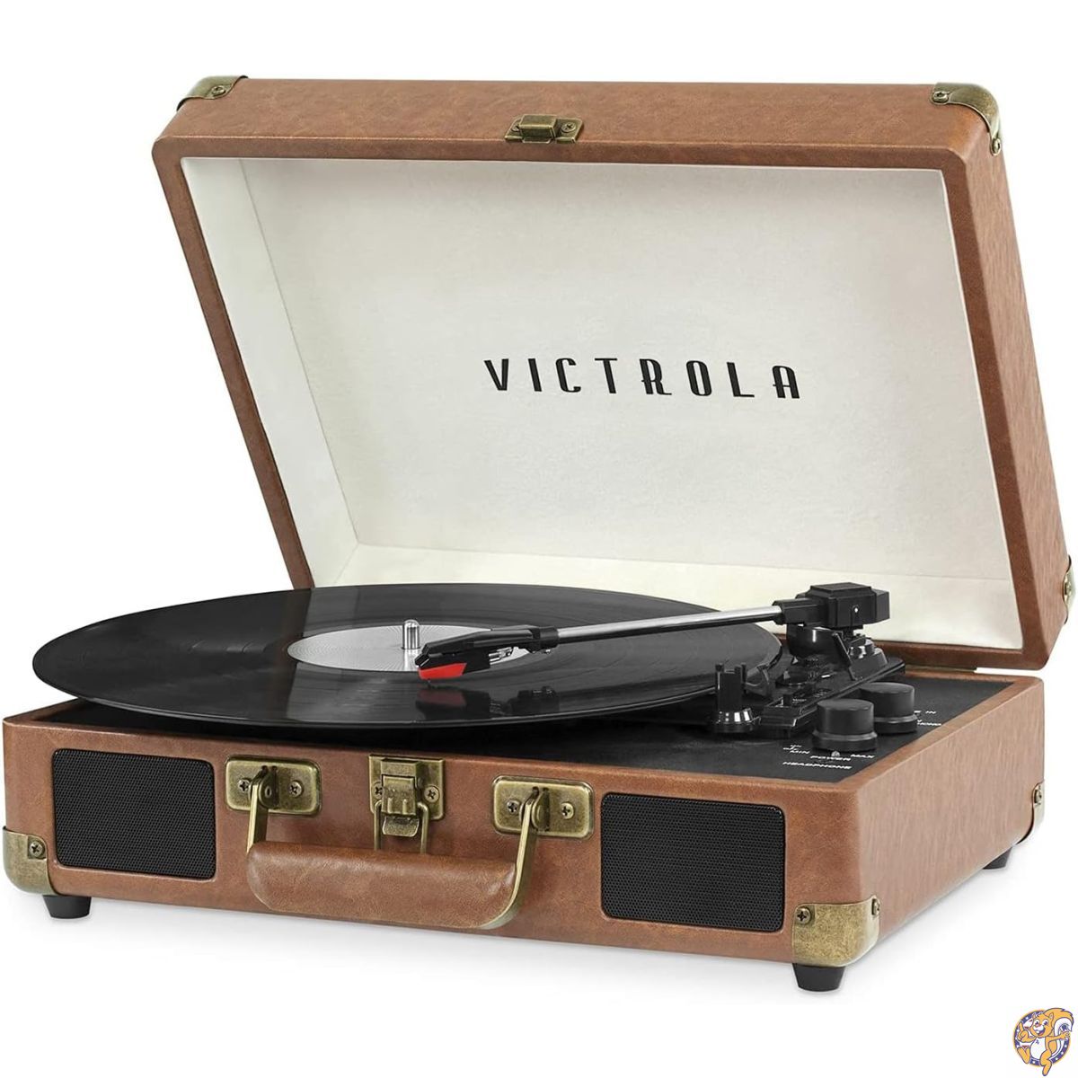 Victrola (ビクトローラ) Journey Bluetooth対応 ポータブル スーツケース型 レコードプレーヤー - スピーカー内蔵、3スピード対応、RCA出力/ヘッドホン端子付き (ブラウン) 20,036円