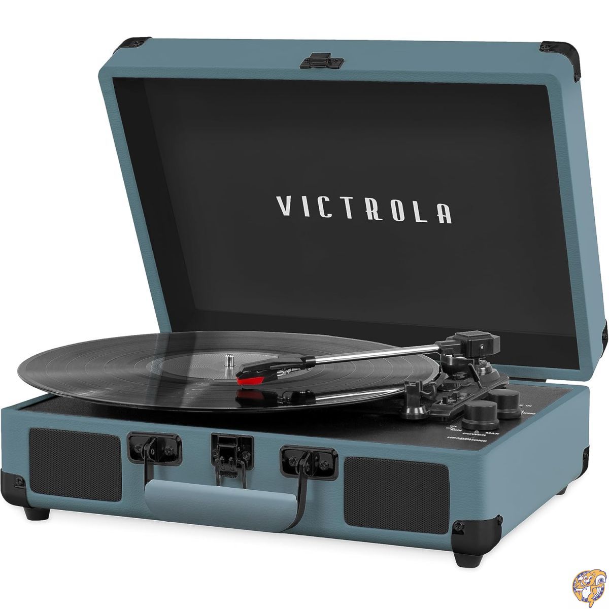 Victrola Journey Bluetooth ポータブル スーツケース レコードプレーヤー - 内蔵スピーカー搭載、3スピード対応(33 1/3, 45, 78回転)、RCA出力、ヘッドホン端子(スモーキーブルー / Smoky Blue)