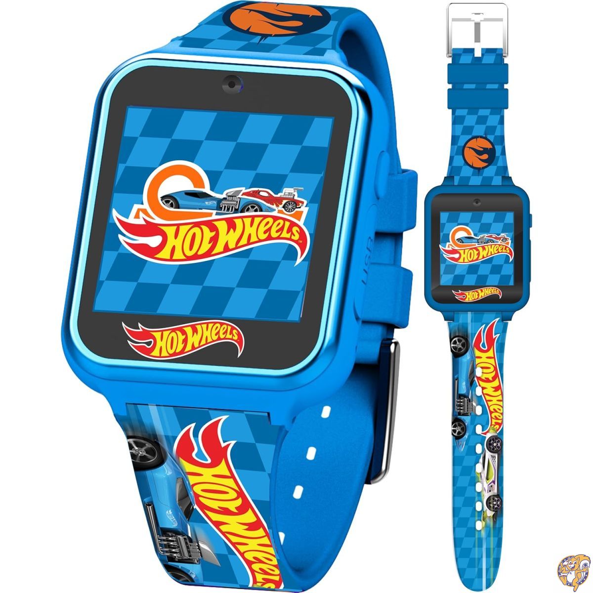【クーポン配信中】Hot Wheels（ホットウィール）キッズ スマートウォッチ - タッチスクリーン カメラ ゲーム 録音 歩数計 アラーム＆タイマー内蔵 レーシングデザイン USB充電式 手首周り約14cm～20cm対応｜アメリカグッドバイブス