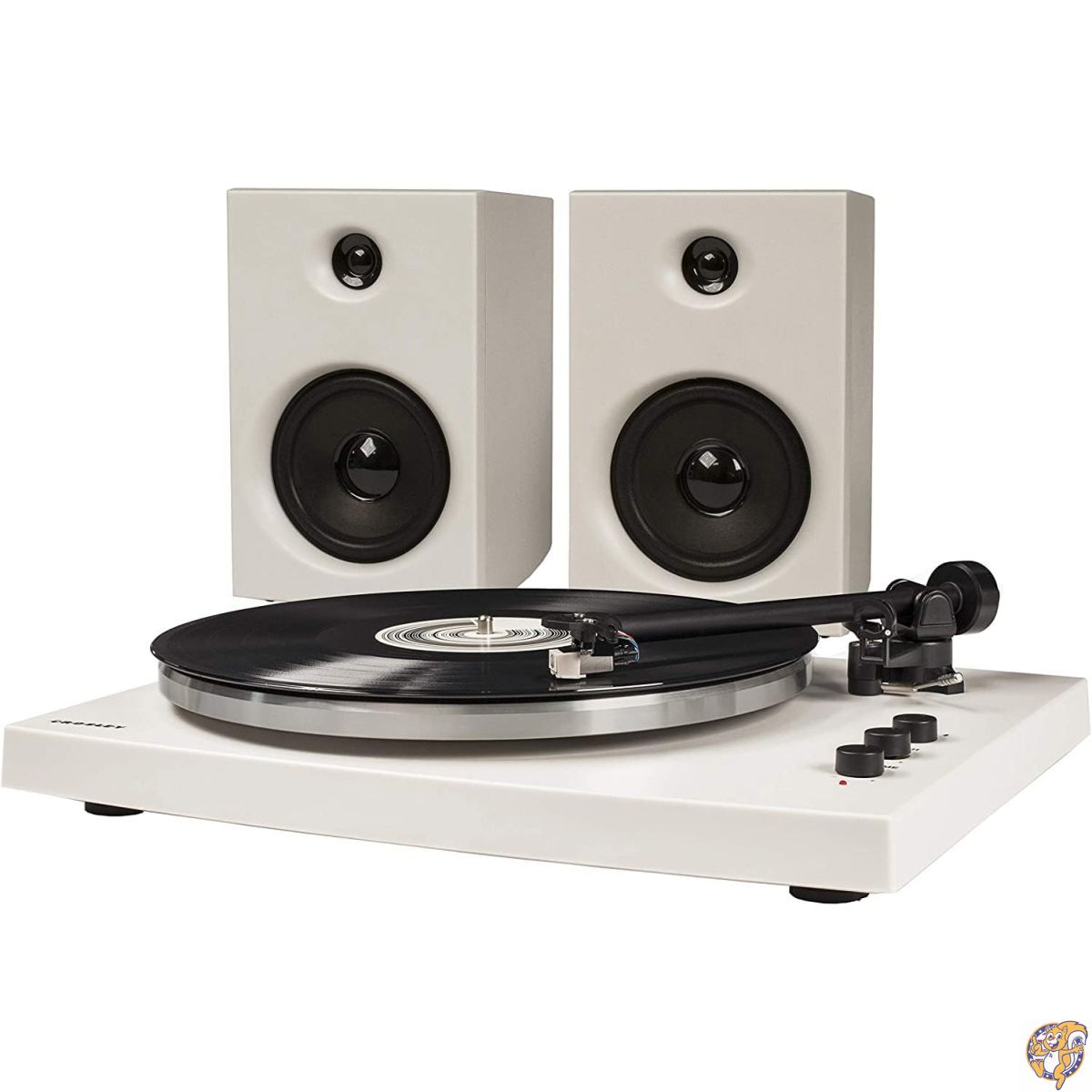 Crosley T150A-WH Bluetooth対応 2スピード レコードプレーヤー・ターンテーブルシステム（30Wステレオスピーカー付属 / ピッチコントロール 調整可能トーンアーム MM型カートリッジ）ホワイト