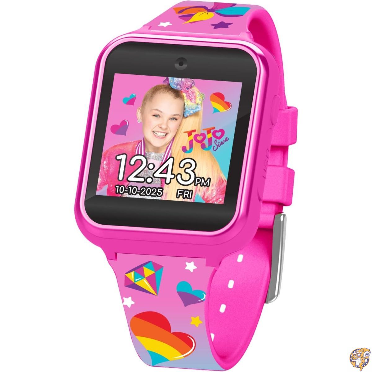 【最大777円クーポン配信】Accutime ニコロデオン ジョジョ・シワ (JoJo Siwa) 知育玩具 タッチスクリーン キッズ スマートウォッチ - 自撮りカメラ、学習ゲーム、アラーム、電卓、歩数計 ほか(モデル: JOJ4252AZ)