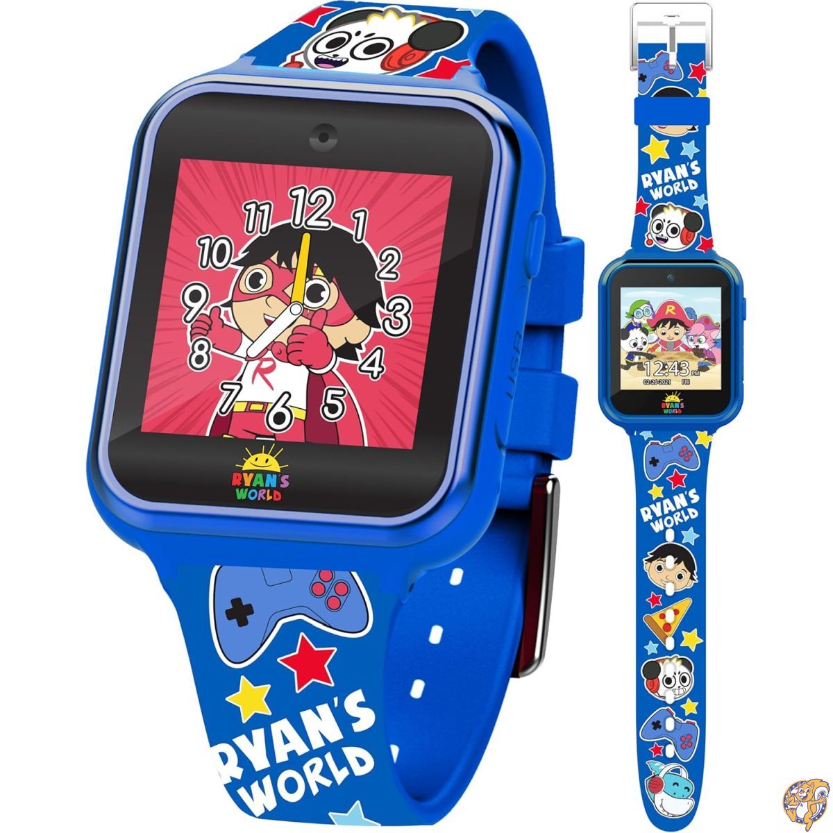 【クーポン配信中】Ryan&rsquo;s World（ライアンズ・ワールド）キッズスマートウォッチ - タッチスクリーン、ゲーム、カメラ、ボイスレコーダー、歩数計、LEDディスプレイ、学習ツール搭載。調整可能なシリコンストラップ（手首周り：約14cm～20.3cm対応）｜アメリカグッドバイブス 9,995円