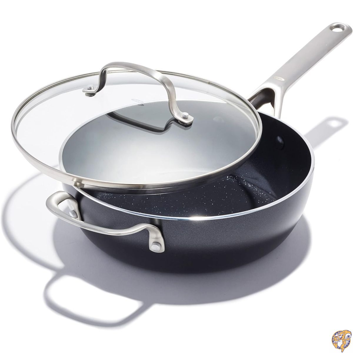 【クーポン配信中】OXO Agility 3クォート（約2.8L）シェフズパン ガラス蓋付き セラミック・ノンスティック 調理器具 PFASフリー IH対応 オーブン対応（最大約315℃） 健康的で素早く均一な加熱を叶える万能パン 食洗機対応 ブラック