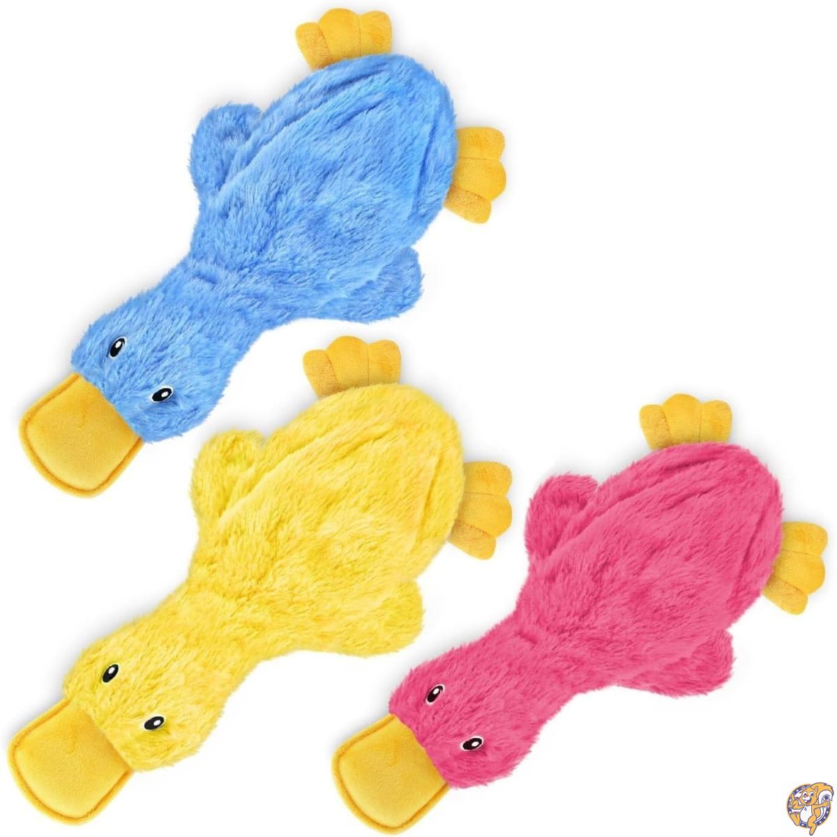 【最大777円クーポン配信】Best Pet Supplies Crinkle Dog Toy for Small, Medium, and Large Breeds, Cute No Stuffing Duck with Soft Squeaker, Fun Indoor Puppies Senior Pups, Plush Mess Chew Play - Yellow,Blue,Pink