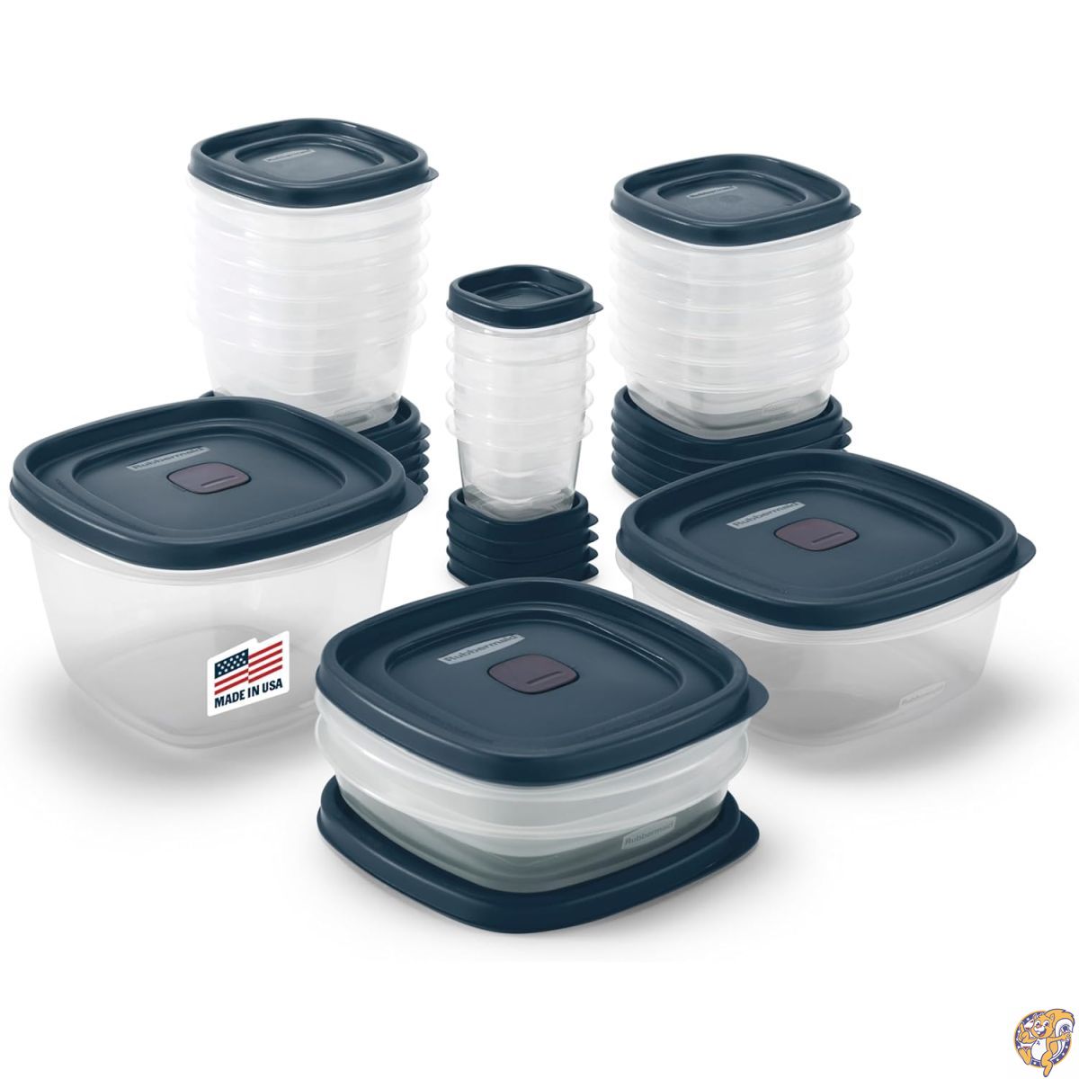 【クーポン配信中】Rubbermaid（ラバーメイド） EasyFindLids 食品保存容器 特別版 インシグニアブルー 42点セット｜アメリカグッドバイブス