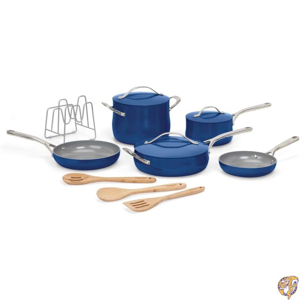 【20日最大4000円クーポン】Cuisinart Culinary Collection 鍋・フライパン12点セット PURELYCERAMIC ノンスティック サファイア｜アメリカグッドバイブス