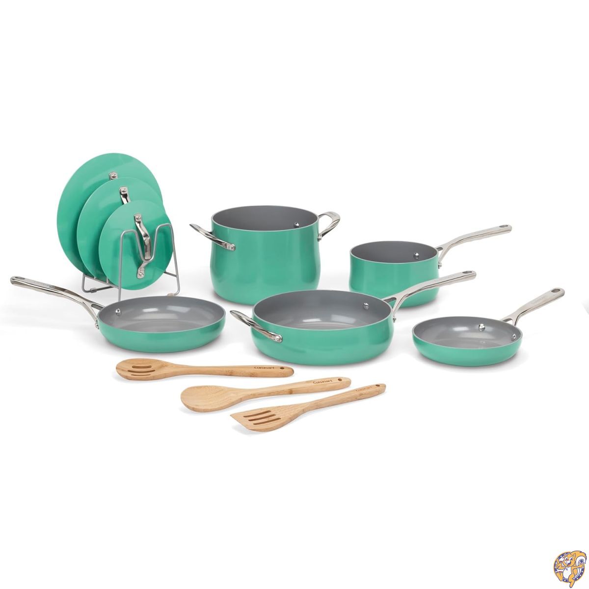 Cuisinart グレー ノンスティックインテリア 人間工学に基づいたステンレスハンドル 移動しやすい 12ピース 料理コレクションセット キッチン用 (テーラードティール)
