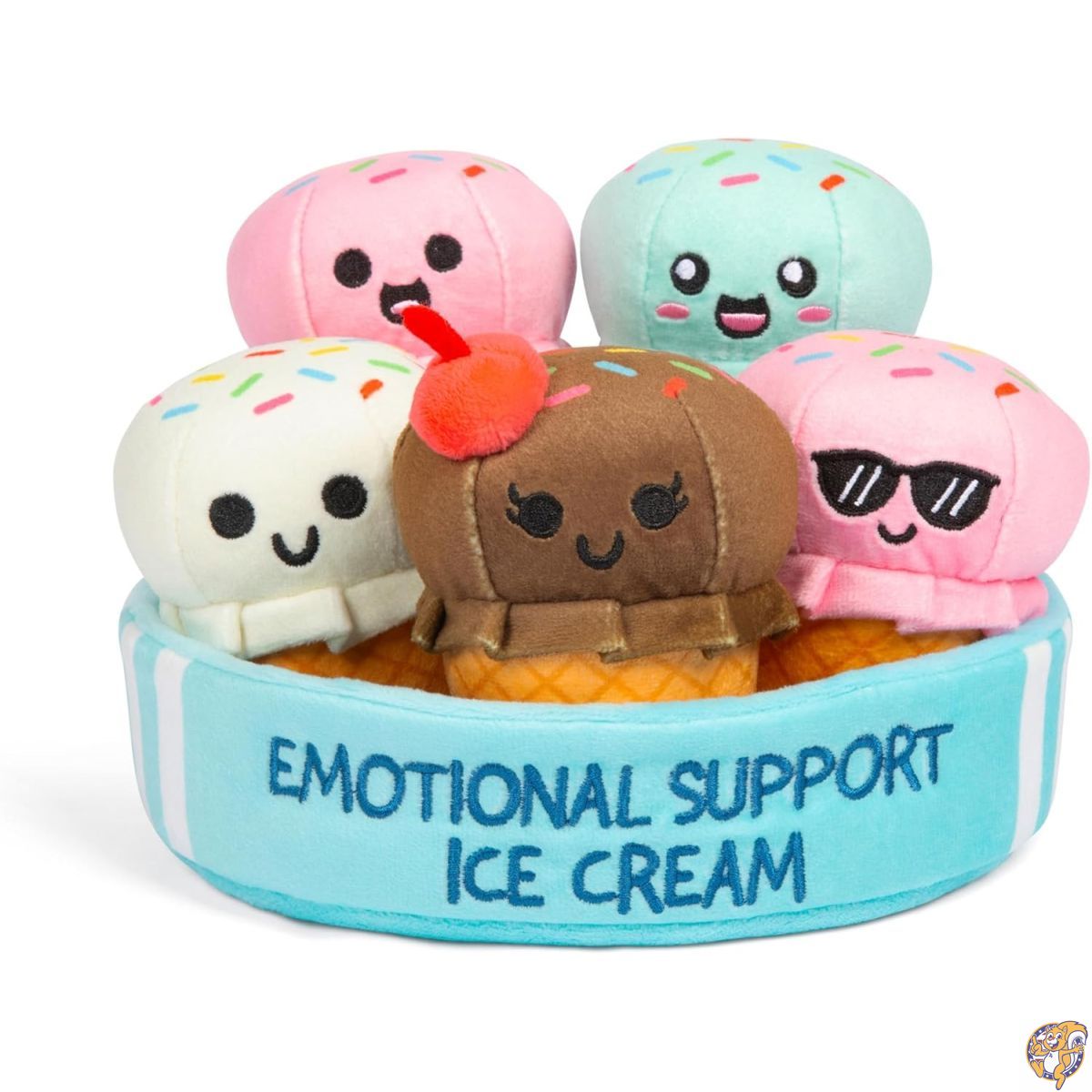 【クーポン配信中】感情的なサポートアイスクリームコーン Relatable、抱きしめたくなる動物やおもちゃ、スクイーズのおもちゃとぬいぐるみ あらゆる年齢の愛する人への素晴らしいギフトアイデア キャリーバスケット付きぬいぐるみ5個付き