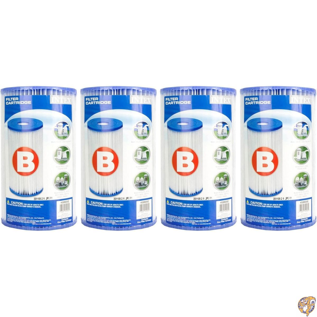 【百貨店大売り出し!クーポン券配達中】Intex 29005E Type B スウィミングプール用こし器薬莢（取り替えっこ用） - 飾り気のない洗い濯ぎ ダクロン製ろ紙 高性能濾過 4個書き割り