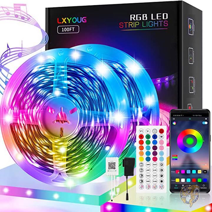 Lxyoug インテリア照明 ストリップライト DIY照明 ゲーミングルーム マルチカラー zx-5050-100ft