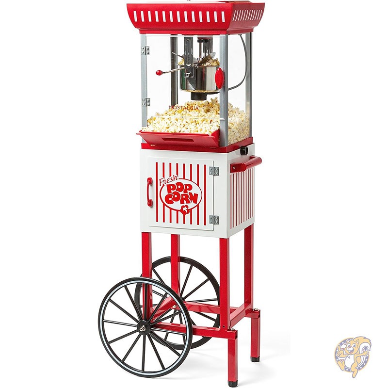 ポップコーン メーカー マシン 70g 2.5オンスのケトル付きプロ仕様カートで最大 10 カップ作れる ビンテージ ポップコーン マシン 映画館スタイル ノスタルジア Nostalgia アメリカレトロ アメリカン