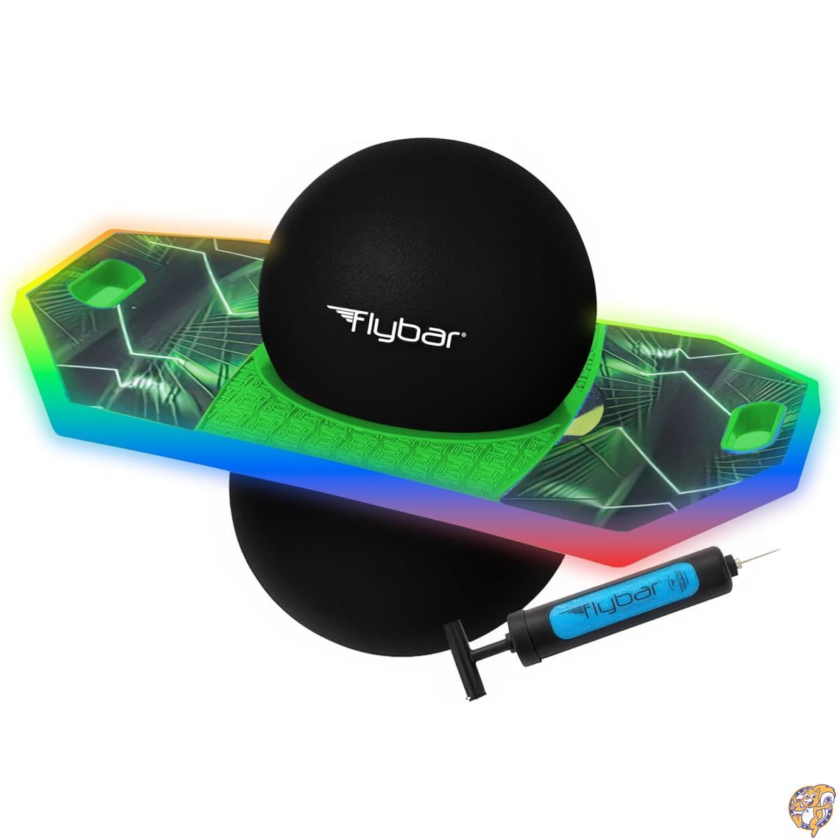 Flybar Pogoトリックボール 子供用 - バランスバウンスボード 滑り止めデッキ付き ポンプ付き 屋内&屋外のおもちゃ 男の子と女の子向け スクリーンタイムを短縮する楽しい方法 最大160ポンドまでサポート 対象年齢6歳以上。