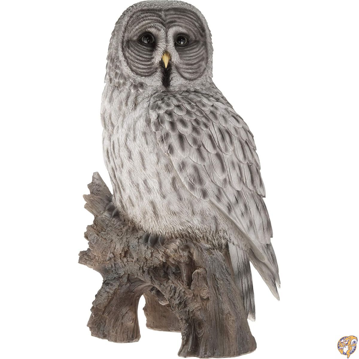 Hi-Line Gift Ltd Owl on Stump Statue, Grey