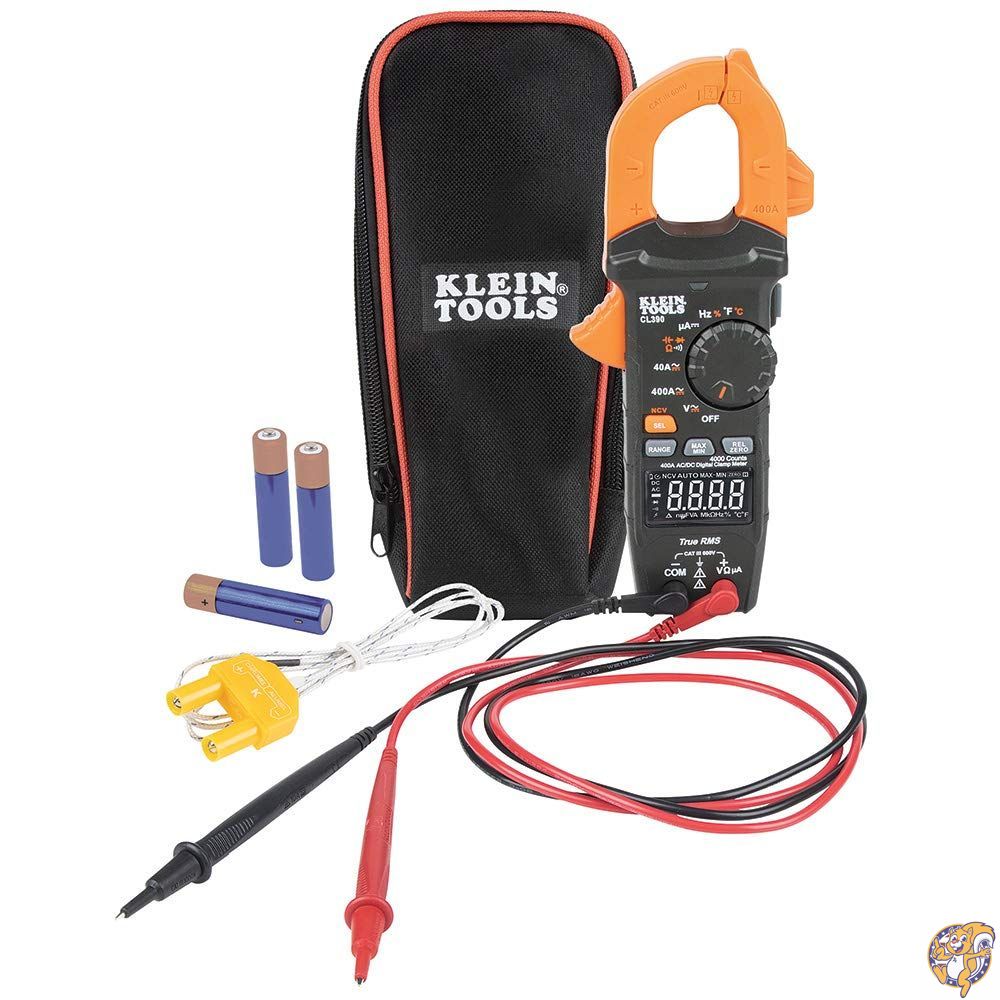 Klein Tools CL390 Digital Clamp Meter, Auto Ranging 400 AMP Measures Electronic AC/DC Voltage Current Resistance and TRMS