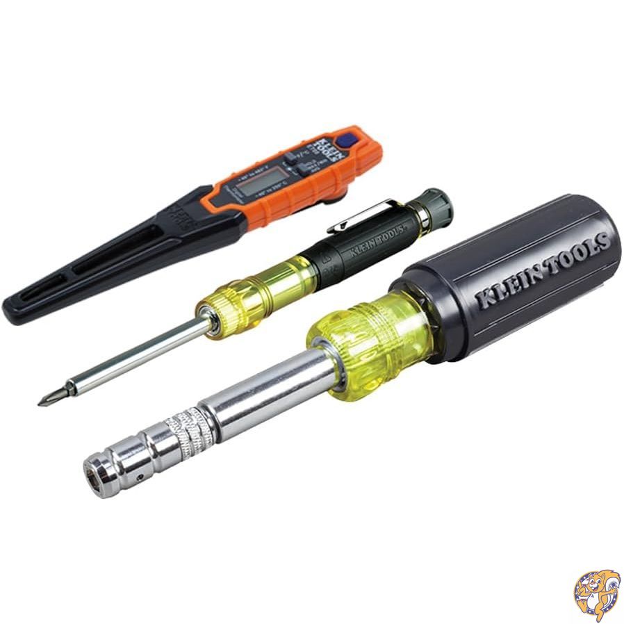 【百貨店大売り出し!引き換え証送達中】Klein Tools 32596 Multi-Bit Screwdriver /Nut Driver, Magnetic 8-インチ-1 HVAC Slide Drive Tool with Hex, Phillips, Schrader Bits, Nut Drivers