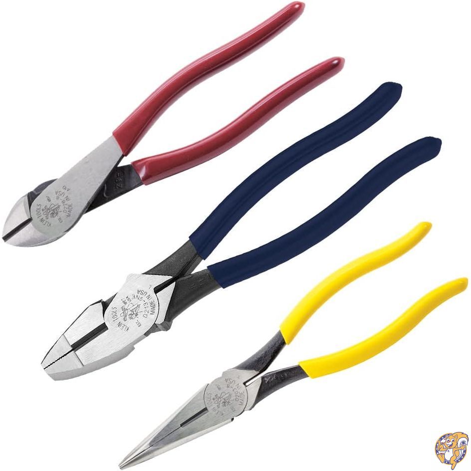 【百貨店大売り出し!クーポン券配達中】Klein Tools 80020 Tool Set with Lineman\u0027s Pliers, Diagonal Cutters, and Long Nose Induction Hardened Knives, 8-Inch Kit, 3-Piece