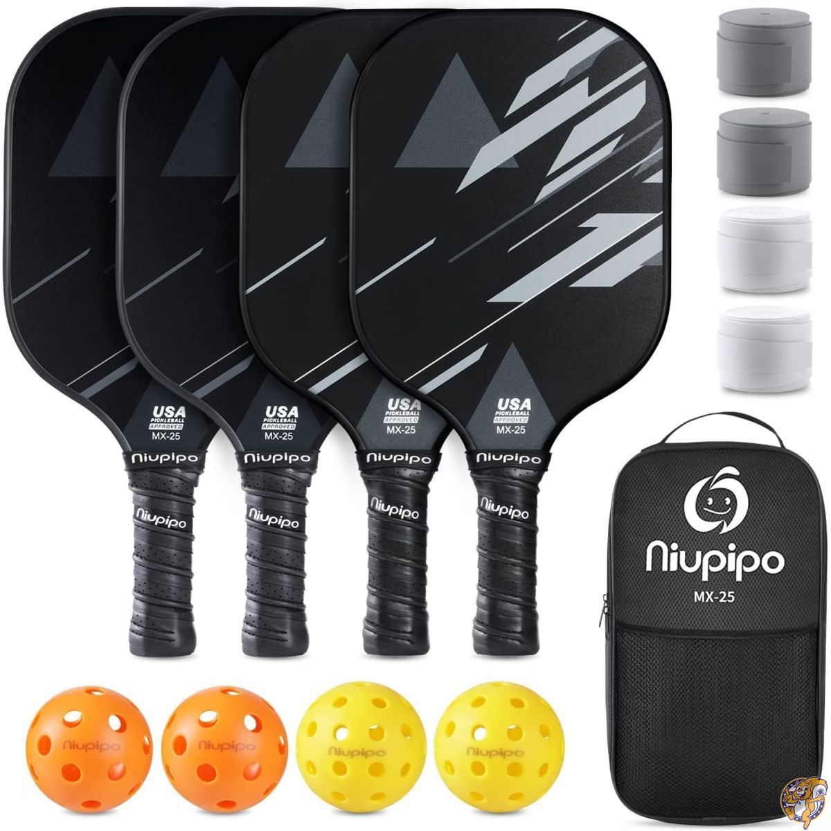 【百貨店大売り出し!引き換え証送達中】niupipo Pickleball Paddles, Lightweight Rackets w/Fiberglass Surface, Honeycomb Core, USAPA Approved Paddle Set of 4 Racquets, 1 Bag, Grip Tapes, Balls for Indoor \u0026 Outdoor…
