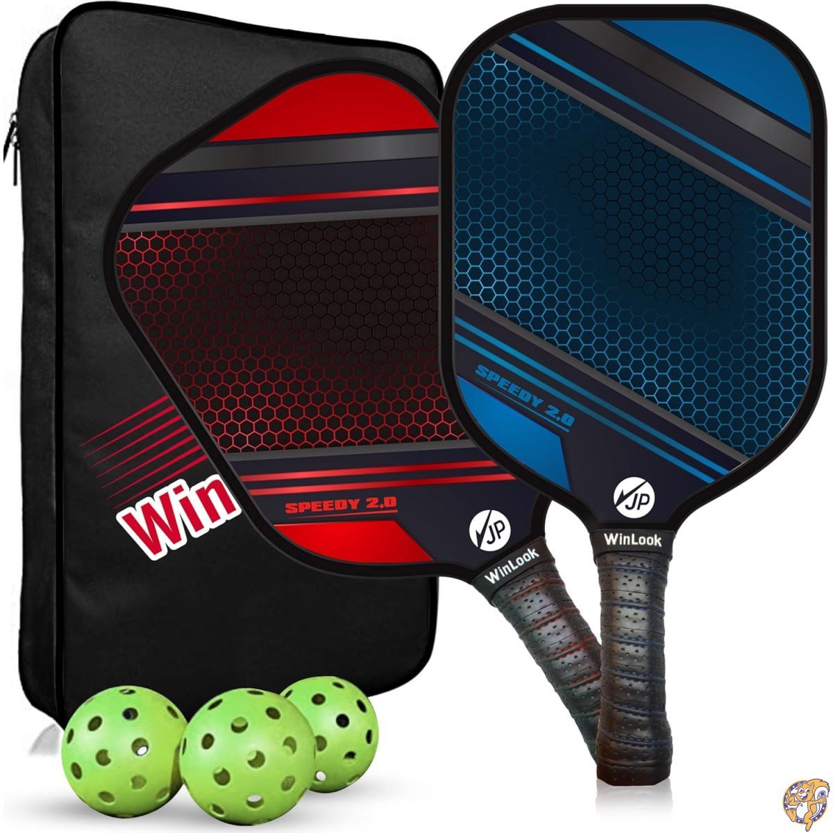 【百貨店大売り出し!引き換え証送達中】JP WinLook Premium Pickleball Paddles Set - USAPA Approved Graphite Rackets for Women \u0026 Men and Balls Indoor or Outdoor Play. Racquets, Pickleballs Carry Bag
